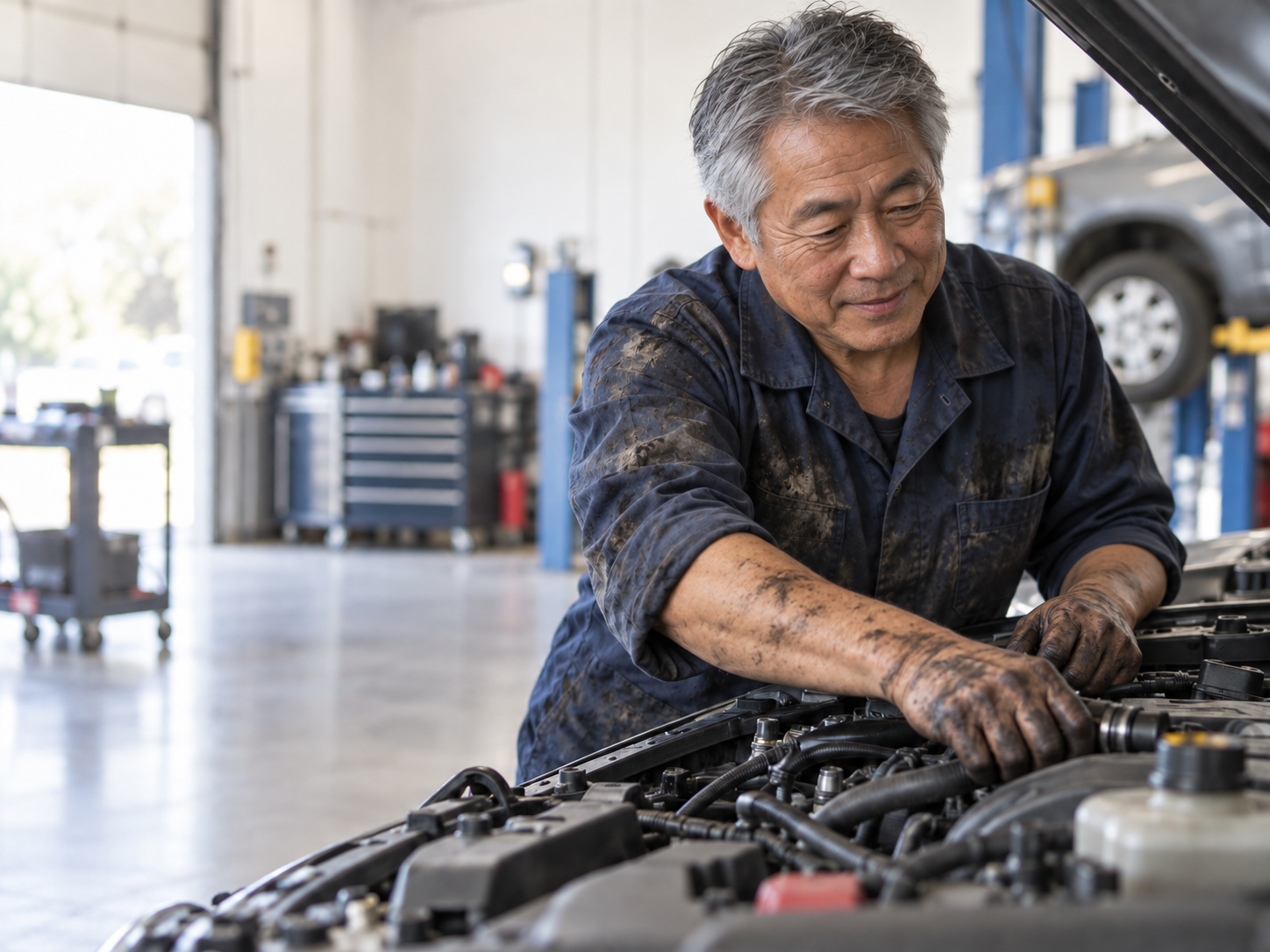 Auto service professional at work