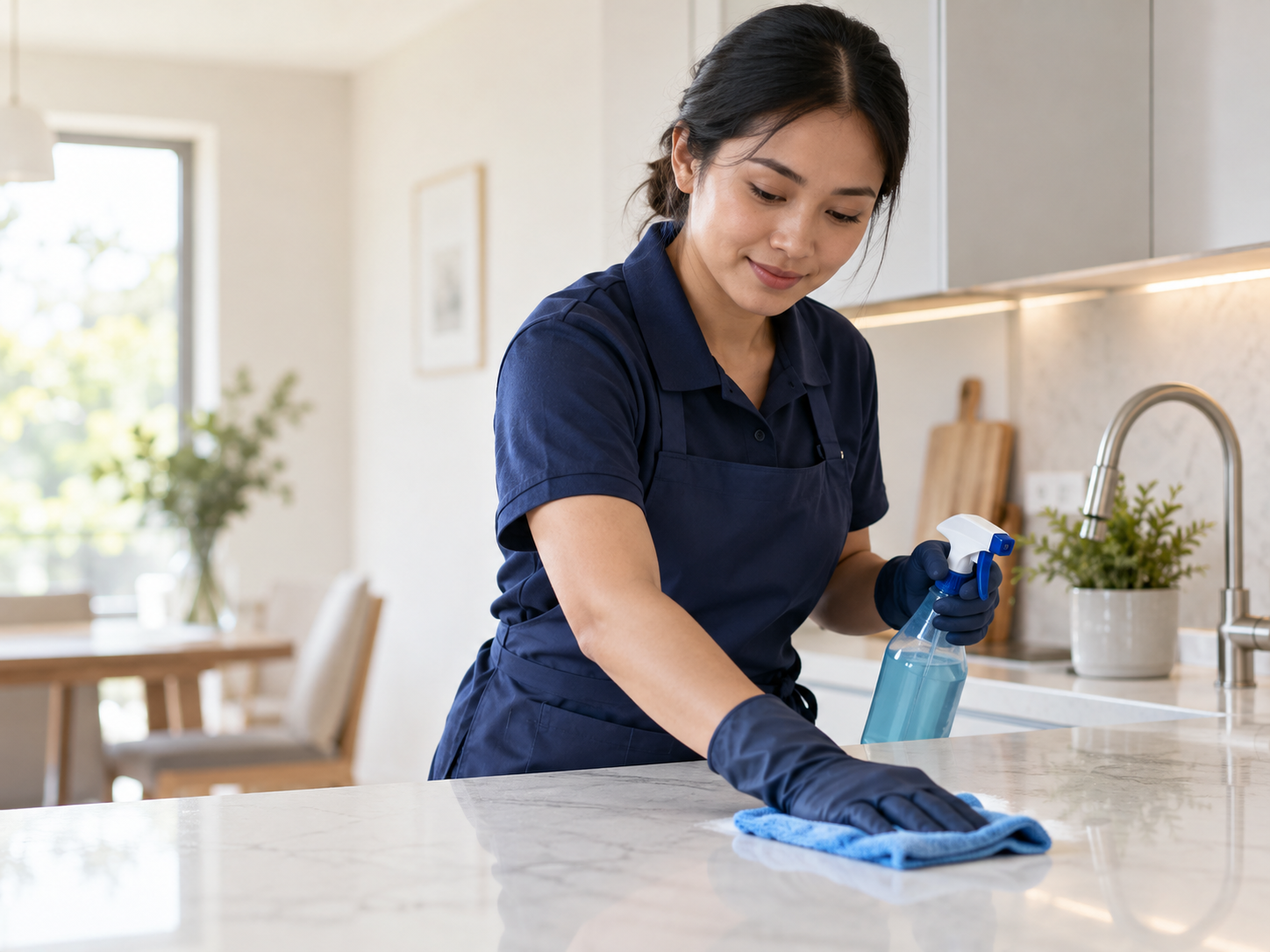 Cleaning business professional at work