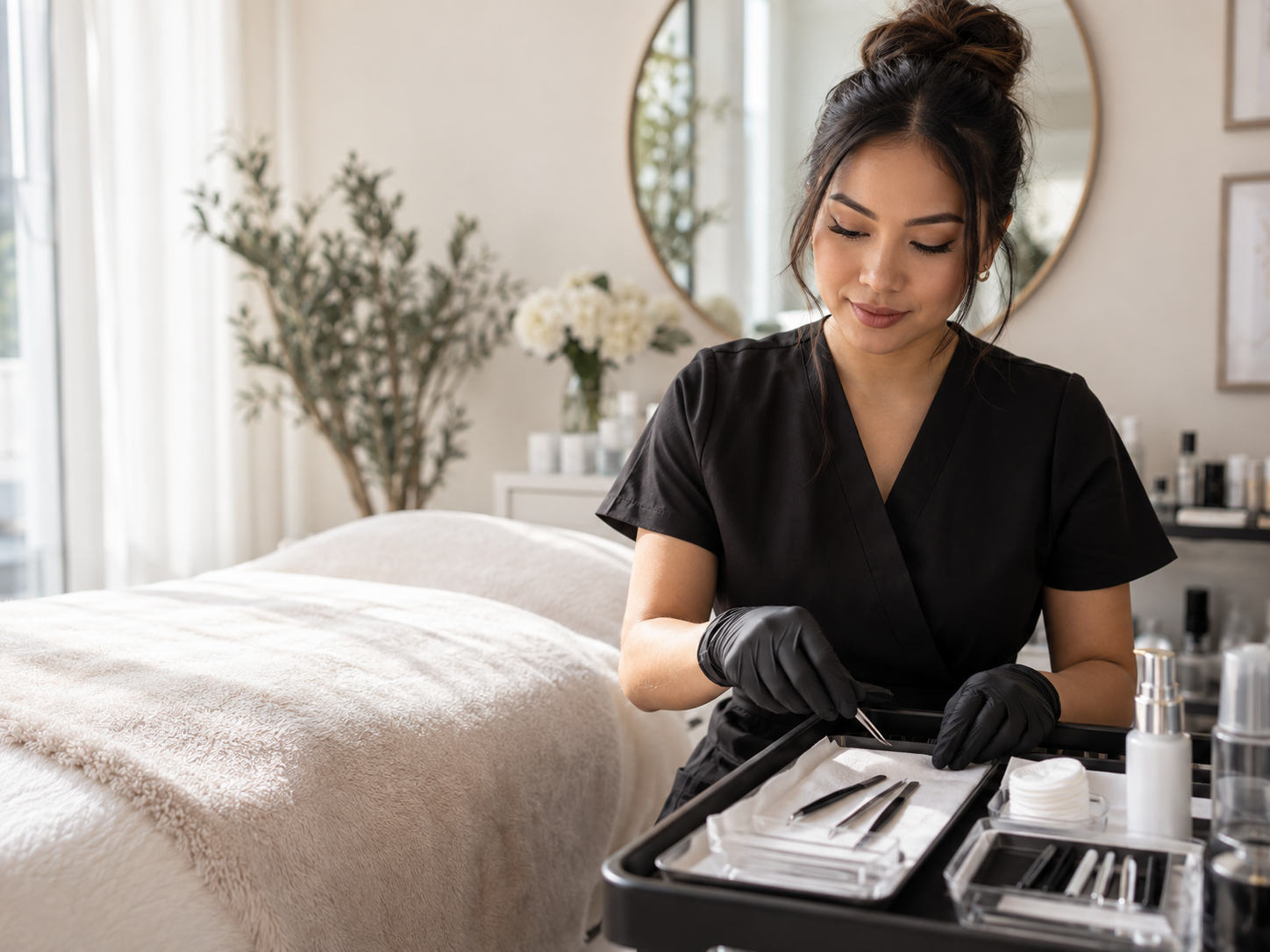 Lash & brow studios professional in their workspace