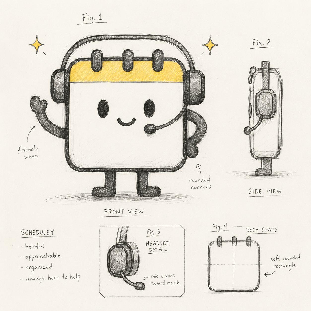 A look at the Scheduley mascot's design language